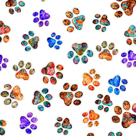 Feline Fantasia - Paw Prints - White