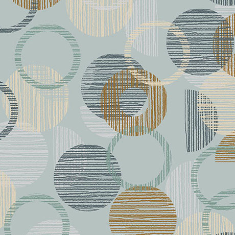 Wisps on the Wind - Overlapping Circle Geo - Dusty Aqua