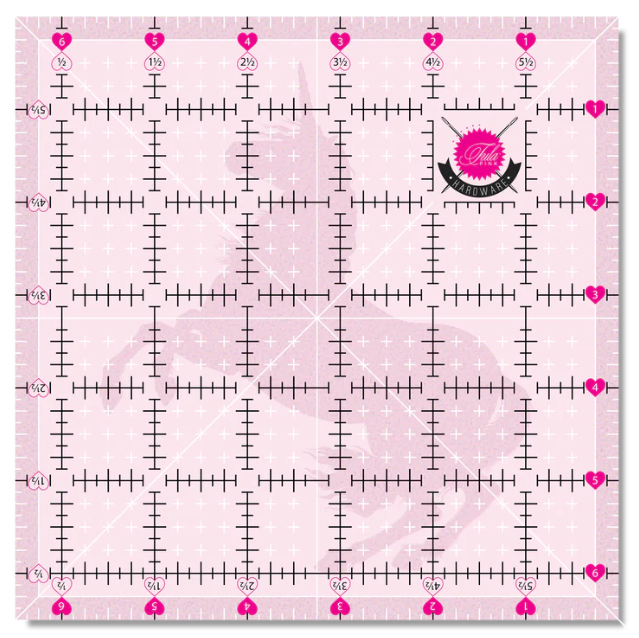 Tula Pink Hardware - 6-1/2" x 6-1/2" - Clear Grip Ruler - TPSQ6