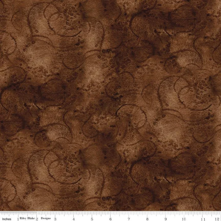 Cotton Basic - Painters Swirl - Warm Sepia