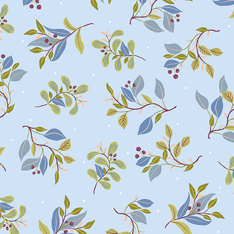 Sara's Garden - Leaf & Berry Sprigs - Light Blue